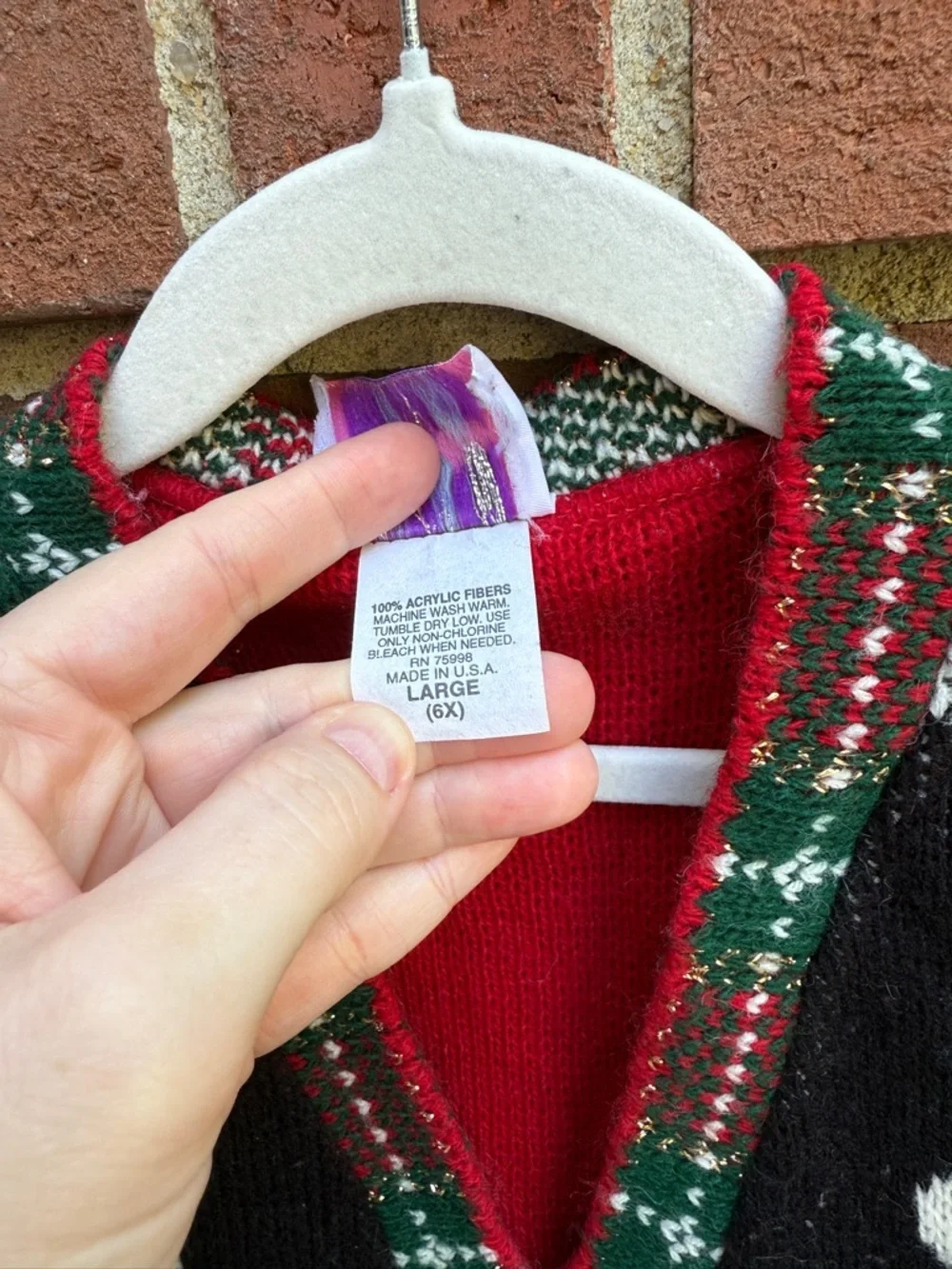 Vintage Pepperoni 90s Knit Christmas Sweater Vest Size 6 Kids Child